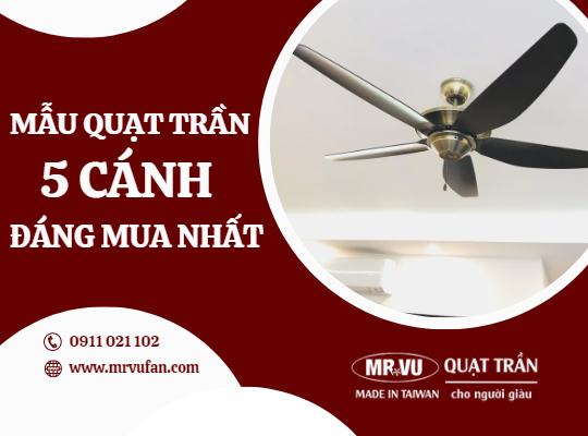 mẫu quạt trần 5 cánh