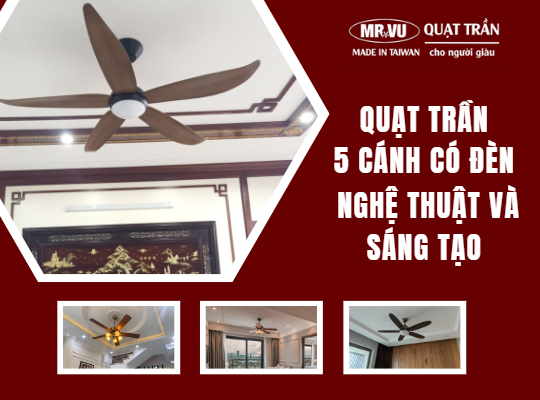 quạt trần 5 cánh có đèn